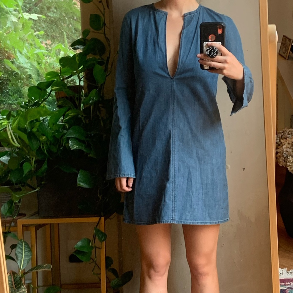 70’s-style blue 100% cotton dress, size small, brand is 3x1